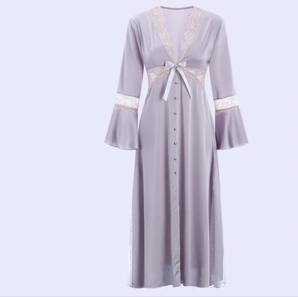 Lace Button Up Style Nighty Dress - Picture 6 of 12